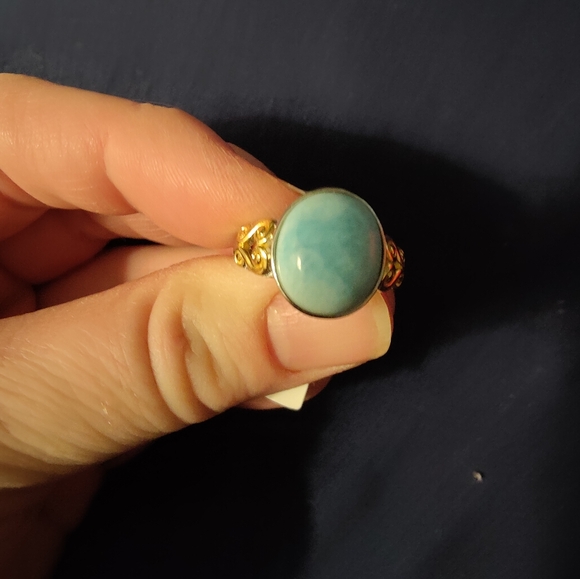 Nwt Sterling silver with 18k accents larimar ring , size 9 - Picture 3 of 7